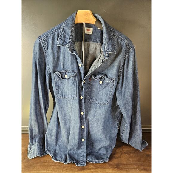 Levi Strauss & Co Blue Jean Denim Western Shirt Men's L Large - Picture 2 of 5